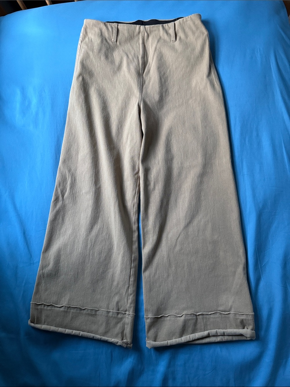Lysse New York Wide Leg Cuffed Trouser Pants Khaki Stretch Twill Size 14